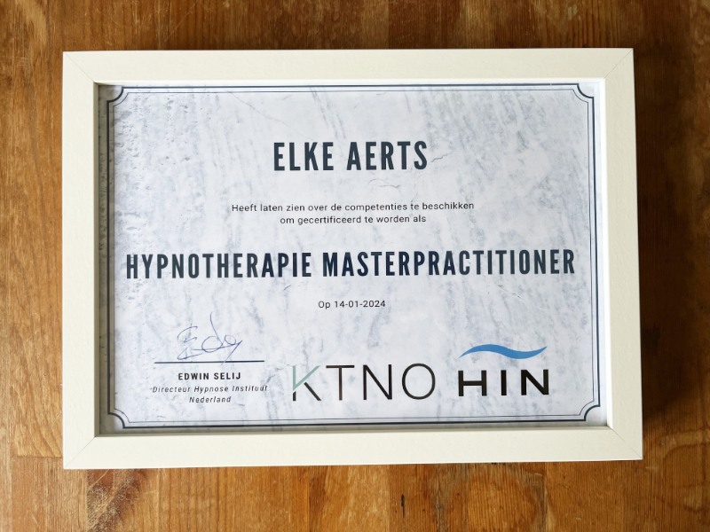 Diploma Elke Aerts hypnotherapie master practitioner